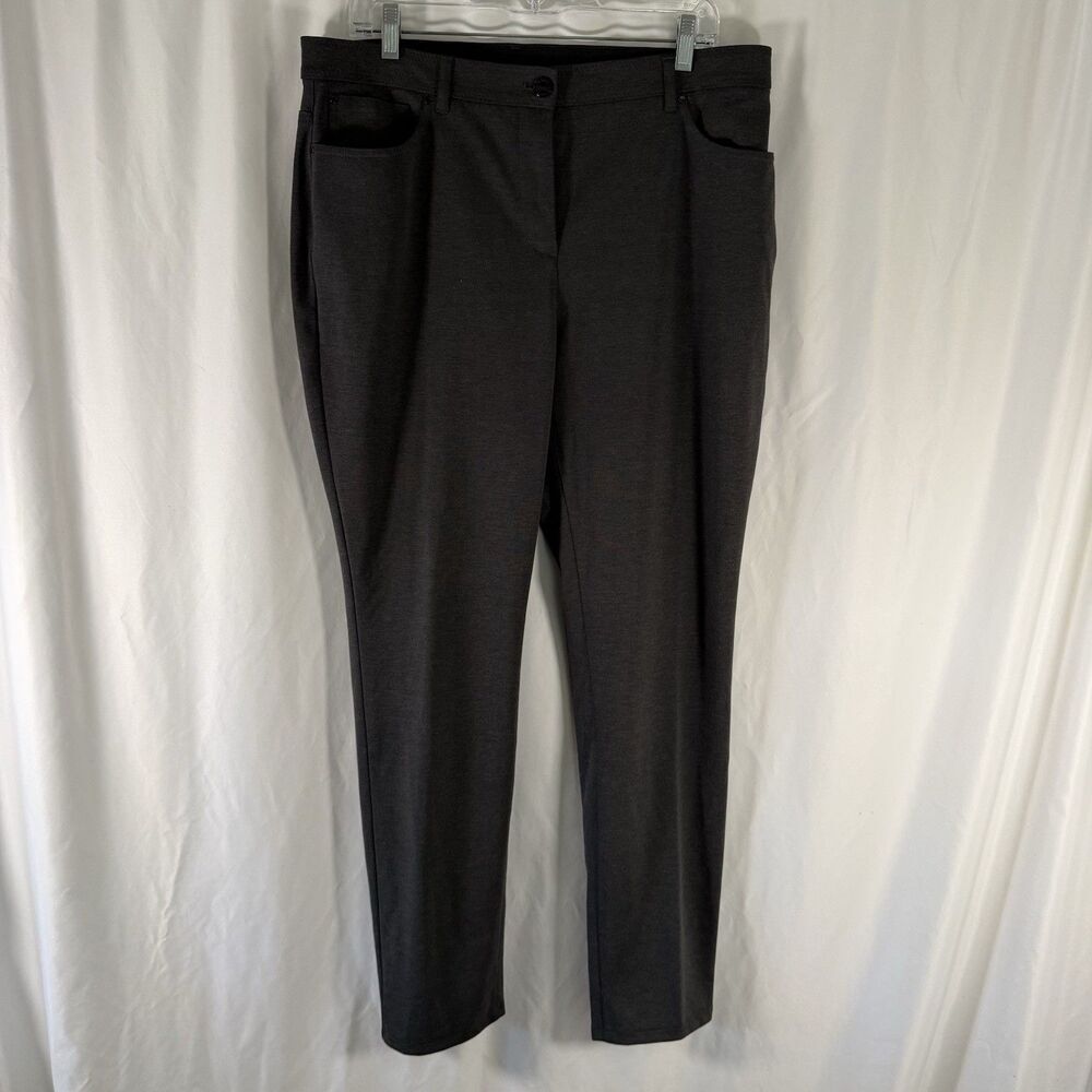 New So Slimming by Chico's Peyton Pant Women's 12 Grey Elastic Waist $89